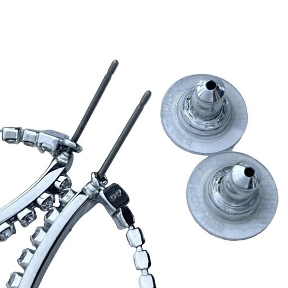Auth SWAROVSKI - Clear Silver Swarovski Crystal Hardware Earrings - Picture 3 of 3